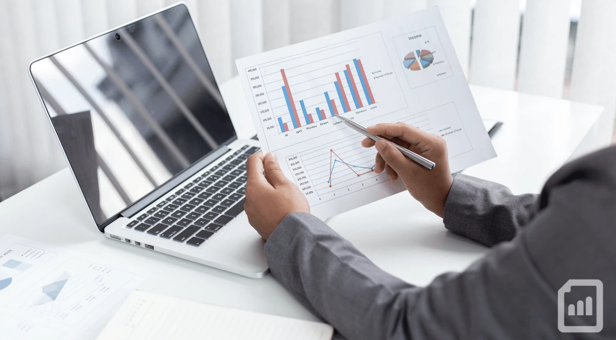 close-up of a businessman analyzing financial data